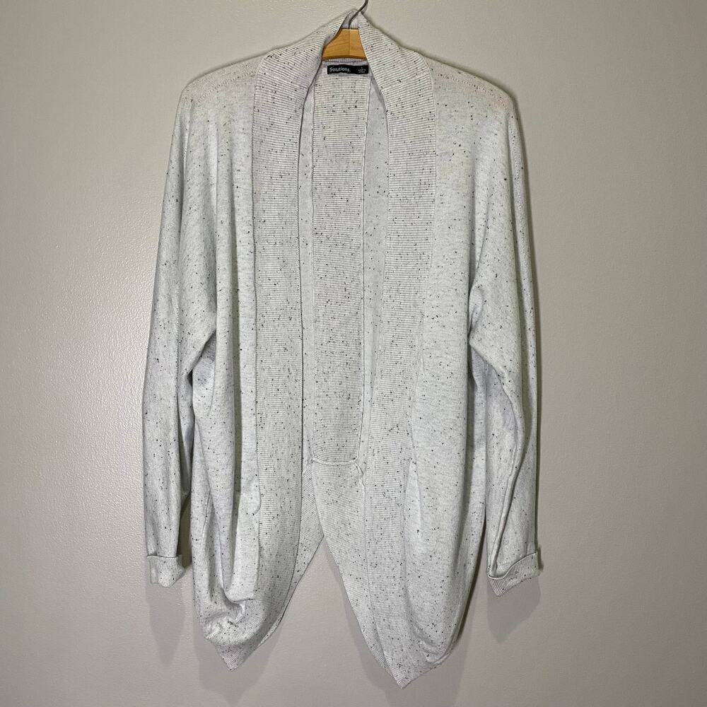 Solutions Gray Speckled Scoop Hem Open Front Cardigan Sweater Size L
